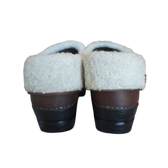 Sanita Original Danish Sherpa Lined Brown Leather Clogs Women's Size 38 US 7.5 - Picture 4 of 7